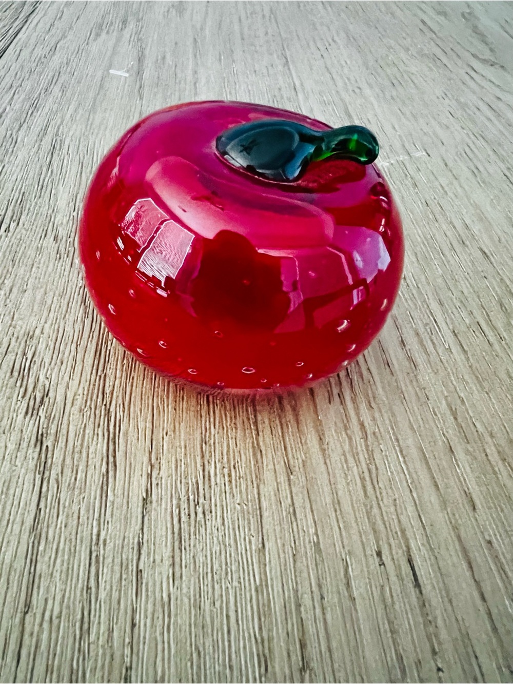 VTG Red Glass Apple Paper Weight/Decor